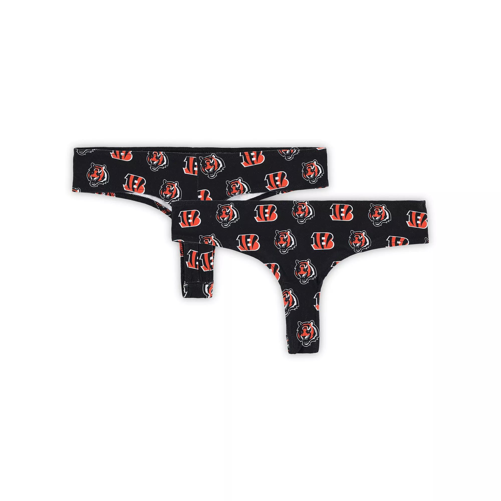 Women's Concepts Sport Black Cincinnati Bengals Record Allover Print Knit Thong,  Product Image