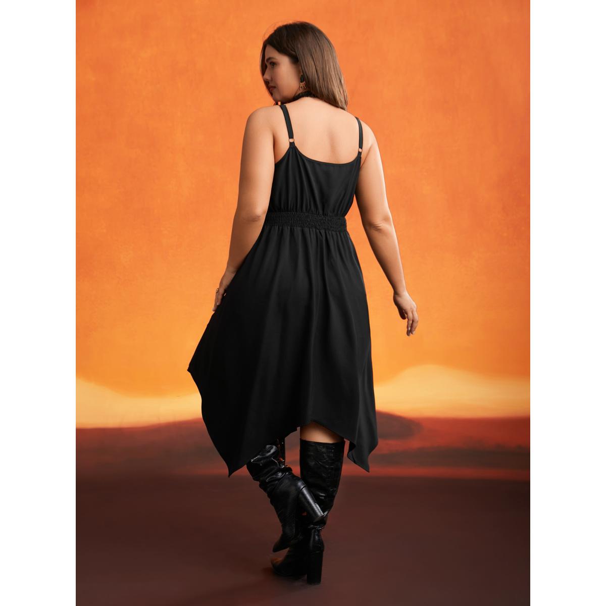 Plus Size Mystic Irregular Lace Up Midi Dress Black Women Cocktail Wraparound straps Party Curvy Bloomchic 14-16/1X Product Image