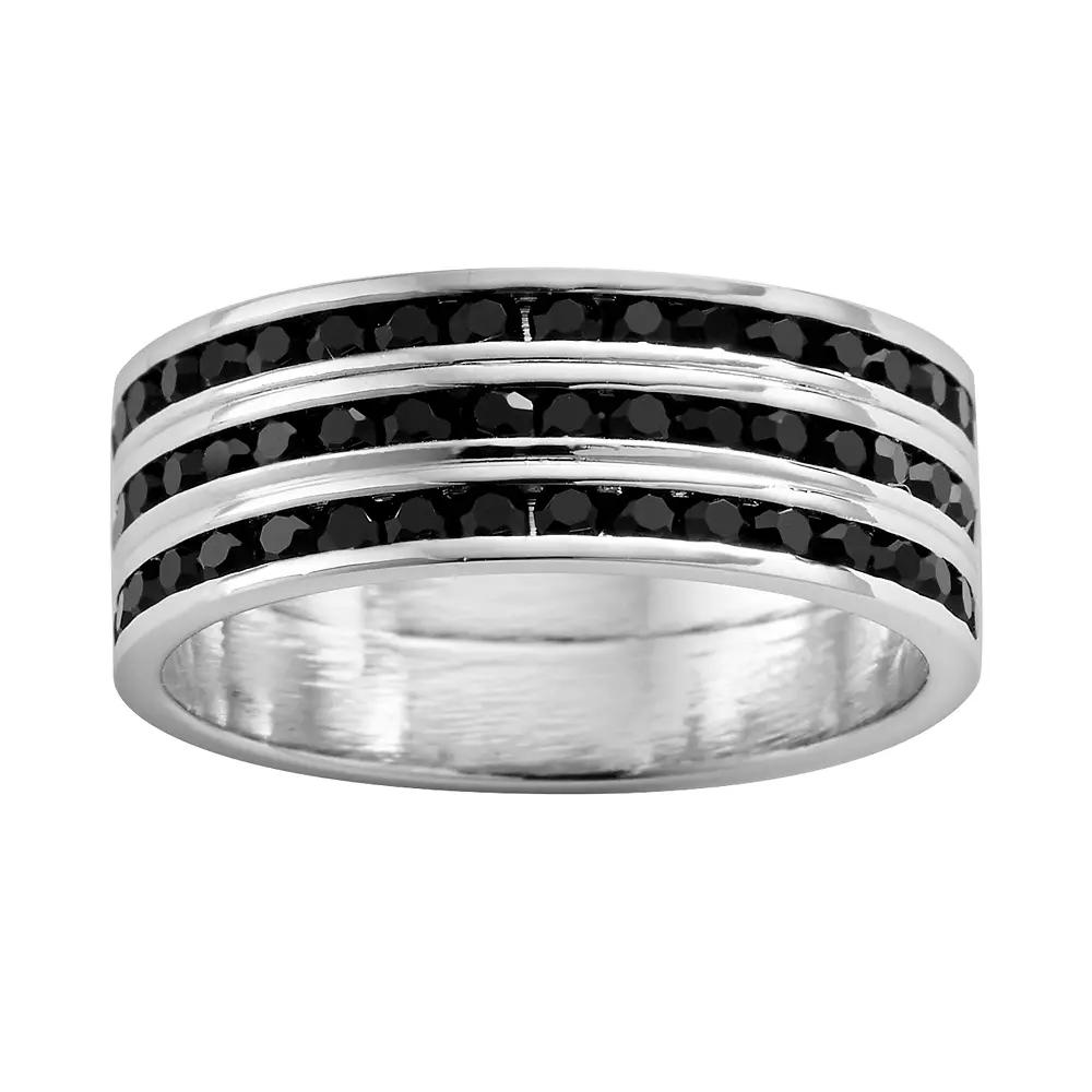 Traditions Jewelry Company Sterling Silver Crystal Eternity Ring, Womens Black Product Image