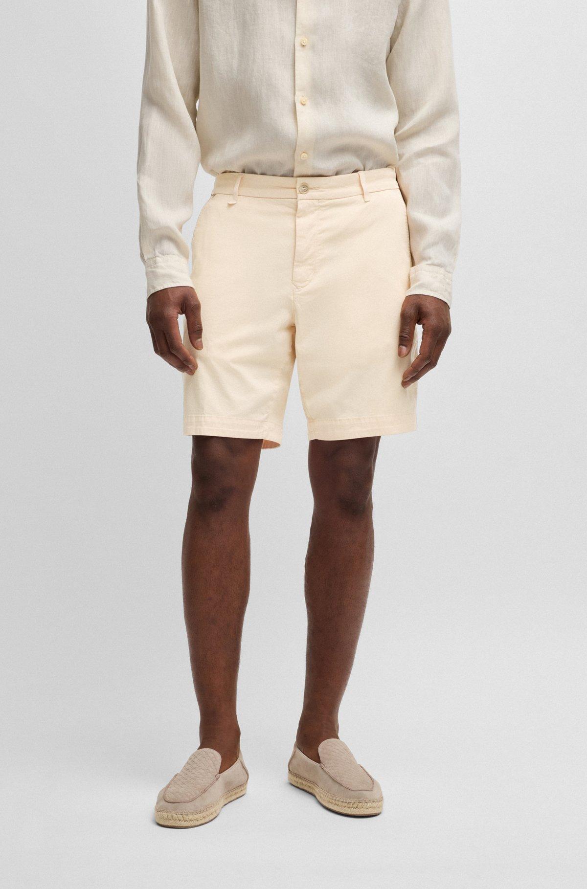 BOSS - Slim-fit shorts in stretch-cotton twill - Light Orange Product Image