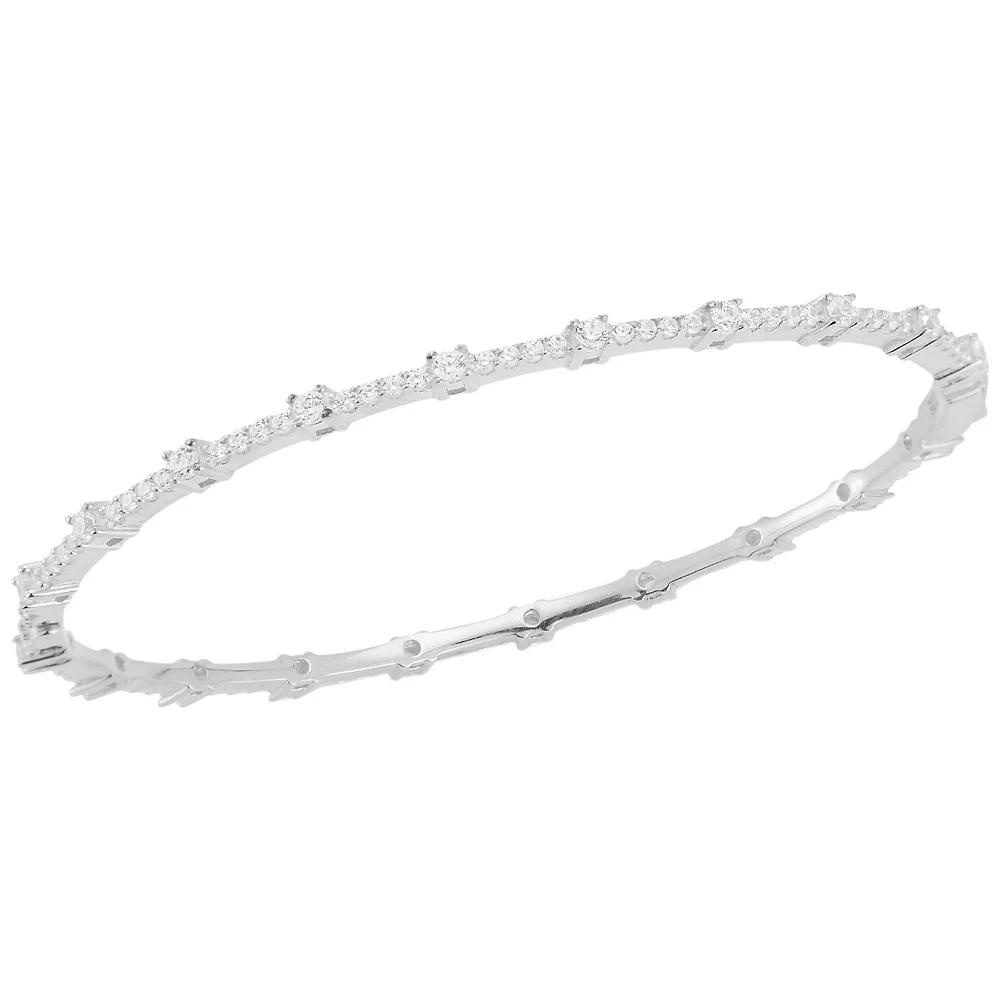 Sunkissed Sterling 14k Gold Over Silver Cubic Zirconia Bangle Bracelet, Women's, Size: 7", Silver Tone Product Image