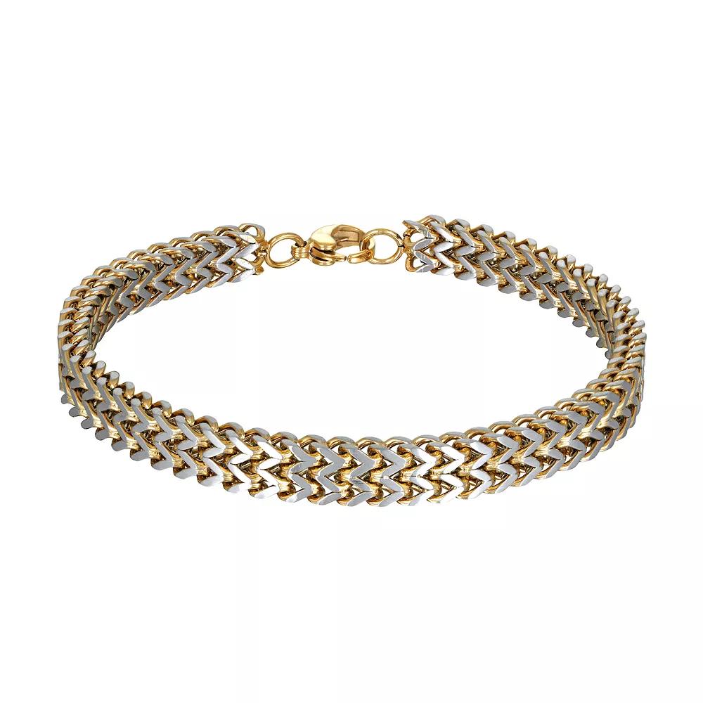 Men's LYNX Two Tone Stainless Steel 2-Row Foxtail Chain Bracelet, Size: 8.5", Gold Tone Product Image