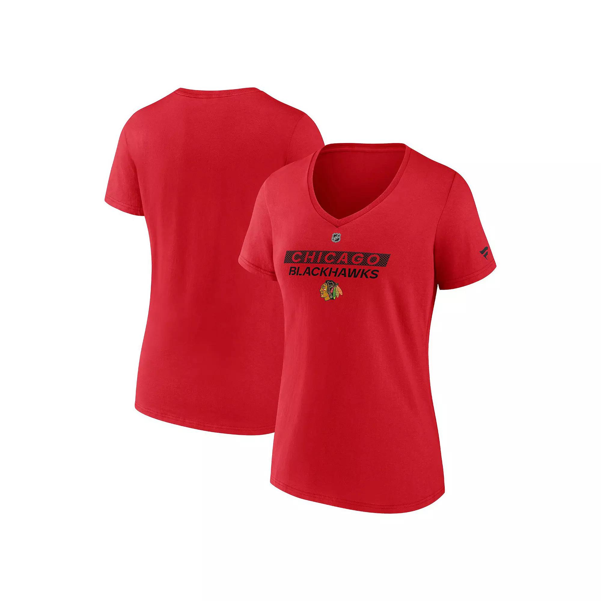 Women's Fanatics  Red Chicago Blackhawks Authentic Pro Core Primary V-Neck T-Shirt, Size: 2XL Product Image