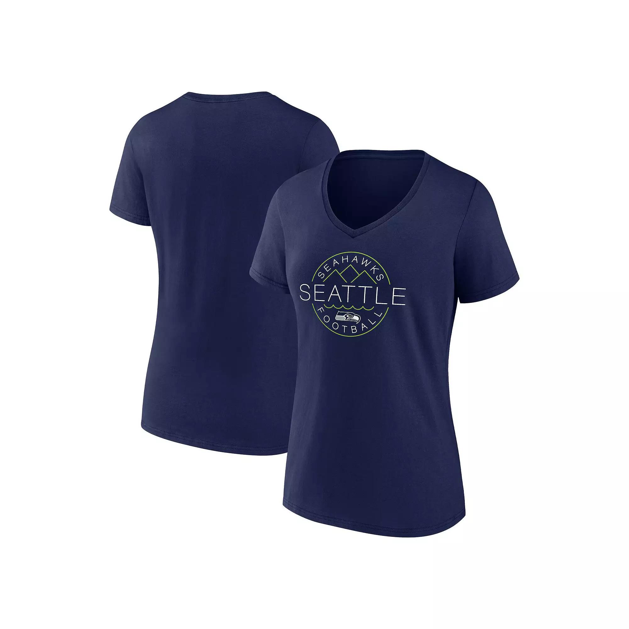 Womens Fanatics College Seattle Seahawks Hometown Defensive Stand V-Neck T-Shirt Blue Product Image