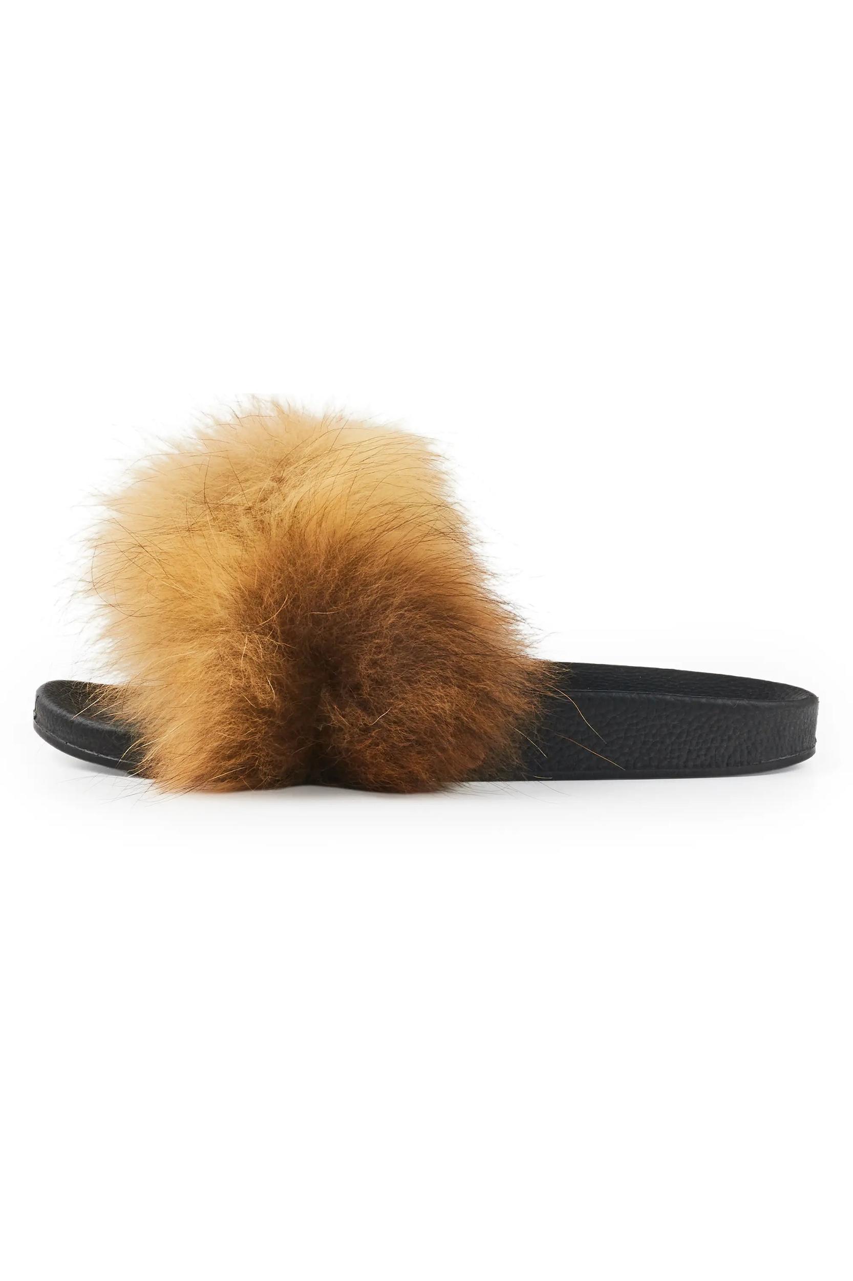 Jamonty Brown Fur Slides Female Product Image