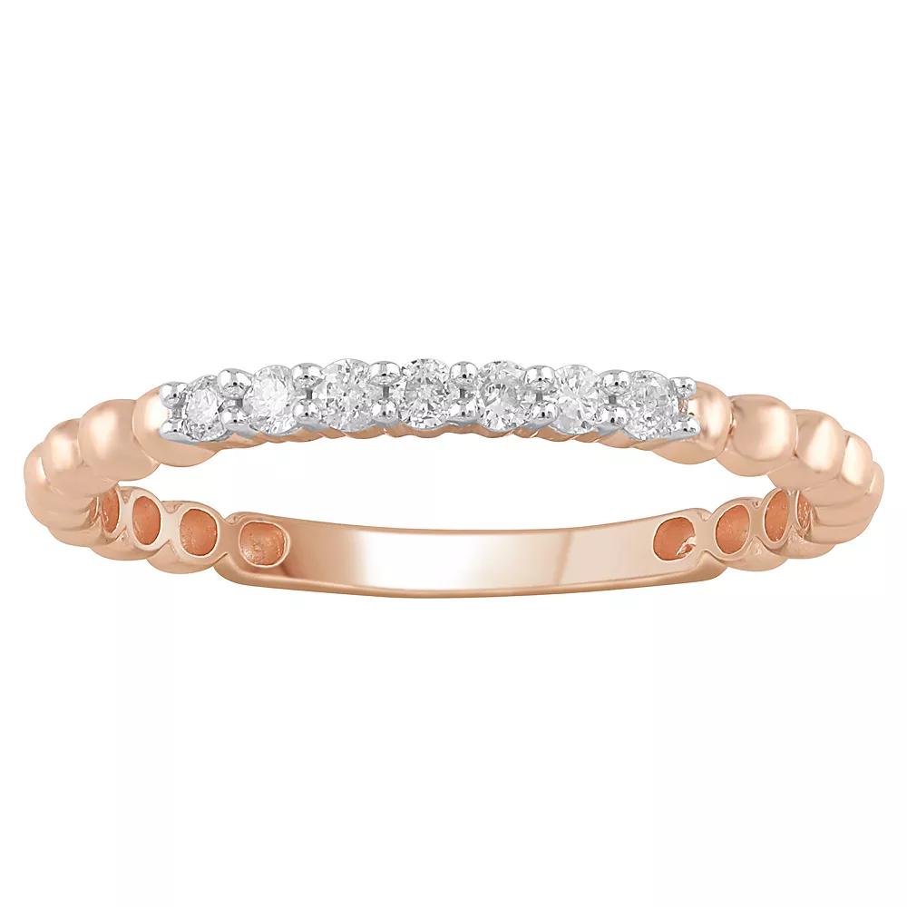 10k Gold 1/8 Carat T.W. Diamond Stackable Band Ring, Women's, Pink Product Image