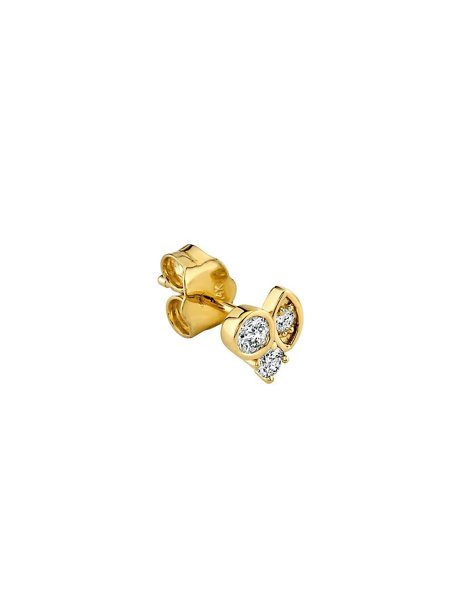 Womens 14K Yellow Gold & 0.12 TCW Diamond Cluster Stud Earring Product Image