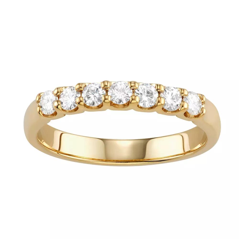 Charles & Colvard 14k Gold 3/8 Carat T.W. Lab-Created Moissanite Seven Stone Ring, Women's, Size: 9, Yellow Product Image