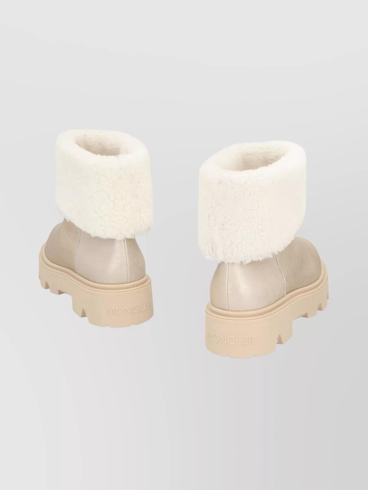 MONCLER Aurea Shearling-trimmed Leather Ankle Boots In Multi Product Image
