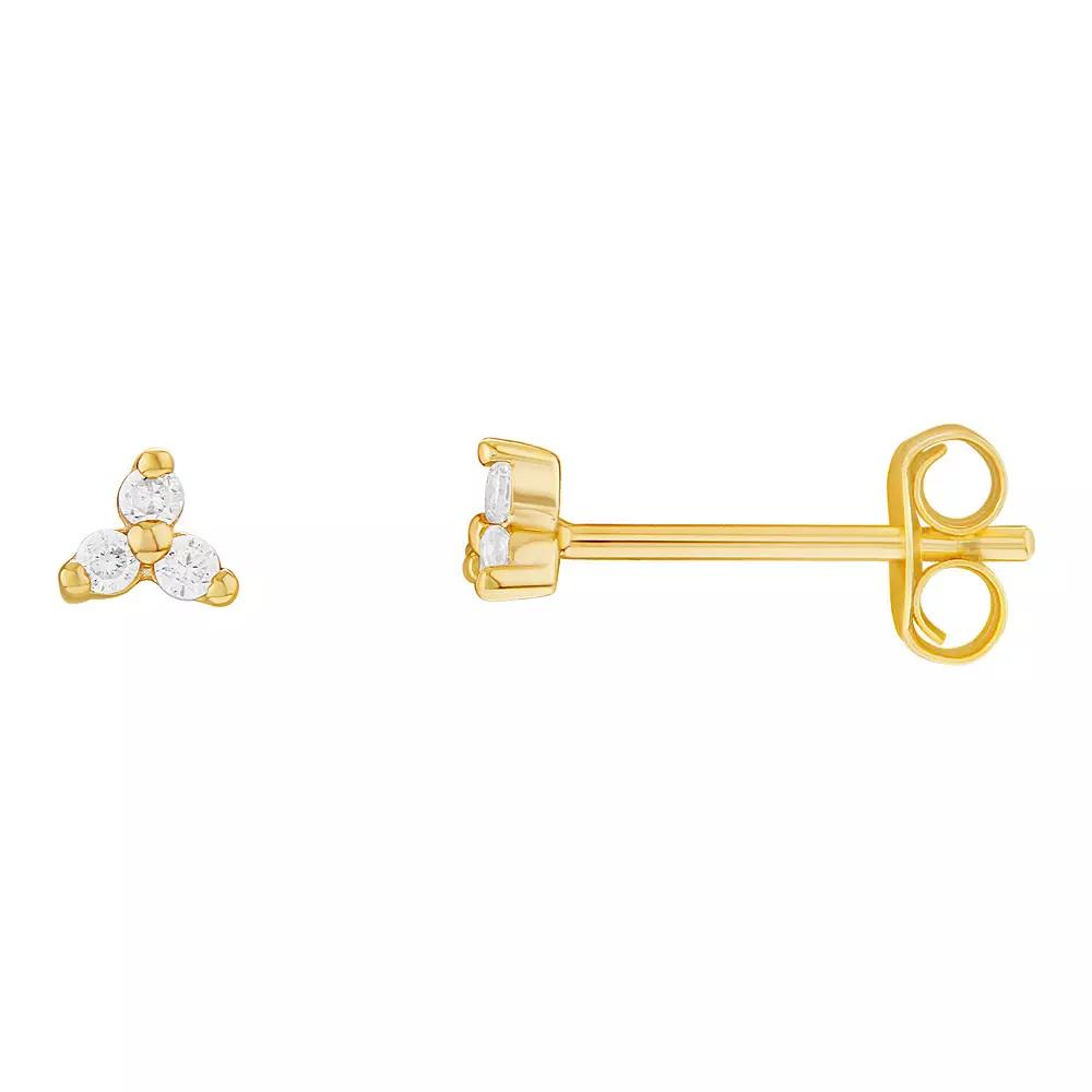 PRIMROSE Sterling Silver Triple Cubic Zirconia Stud Earrings, Women's, Gold Over Sterling Product Image