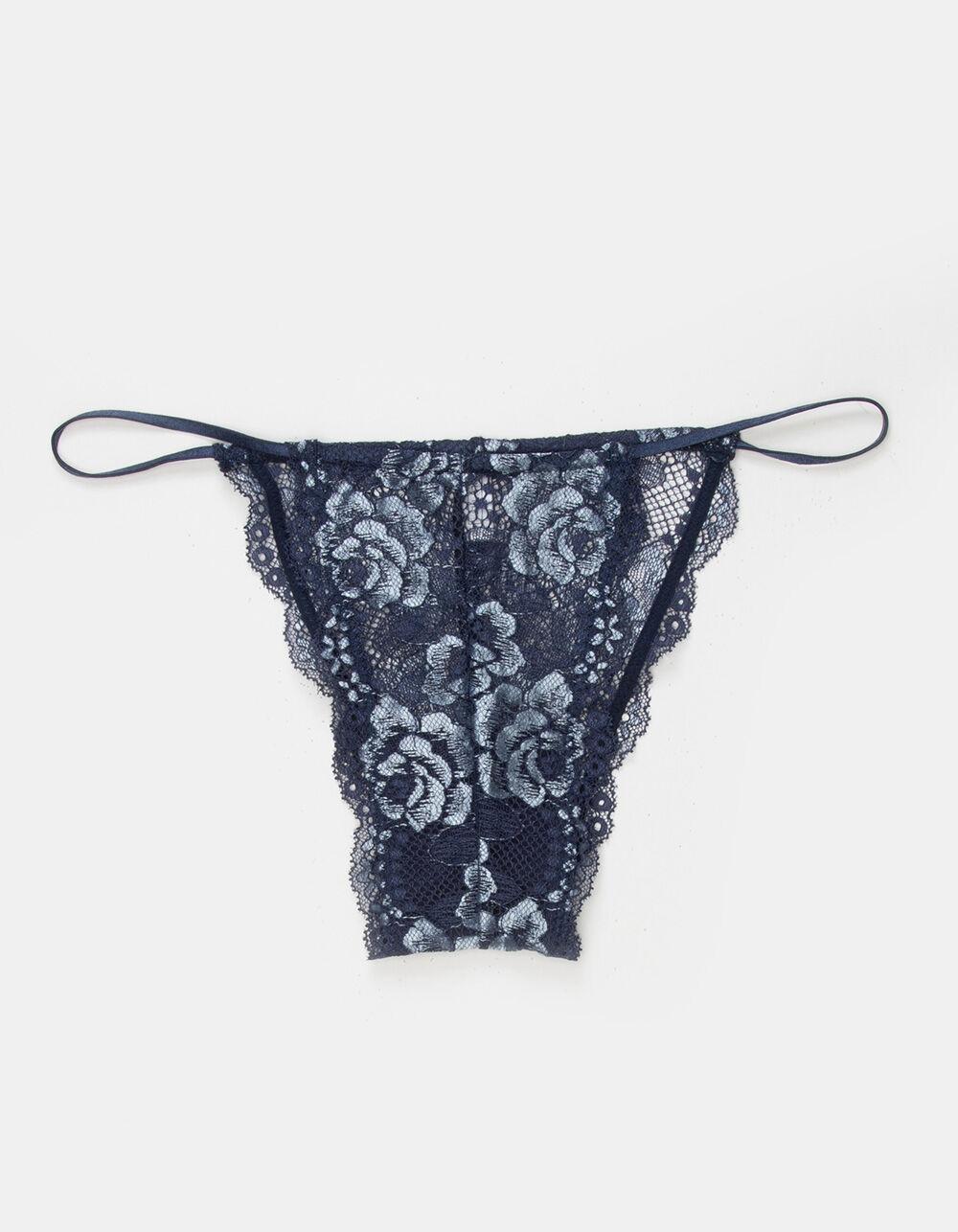 FULL TILT Double Dye Strappy Side Lace Bikini Panties - BLUE COMBO Product Image