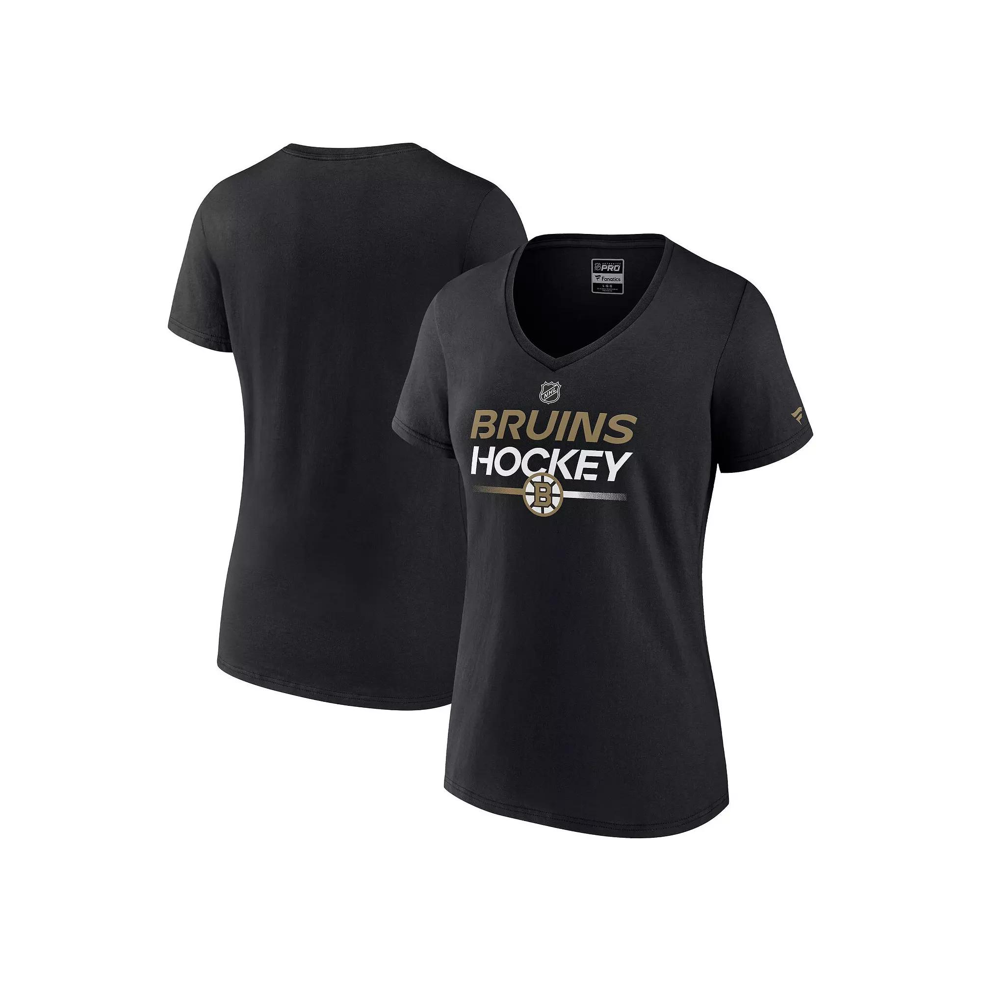 Women's Fanatics Black Chicago Blackhawks Authentic Pro V-Neck T-Shirt,  Product Image