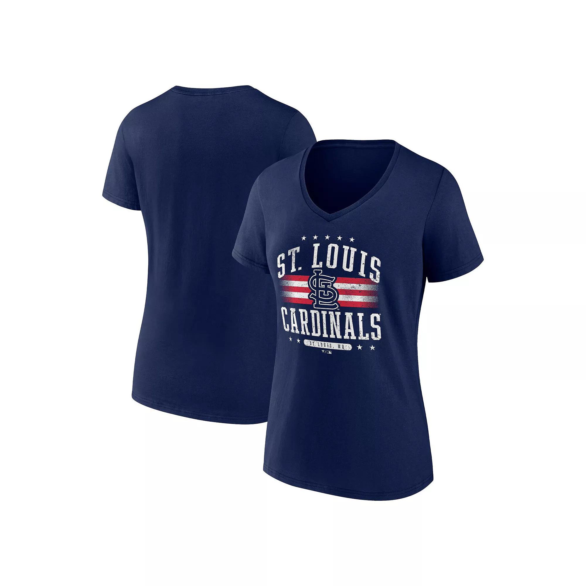 Women's Fanatics Branded Navy St. Louis Cardinals Americana V-Neck T-Shirt,  Product Image