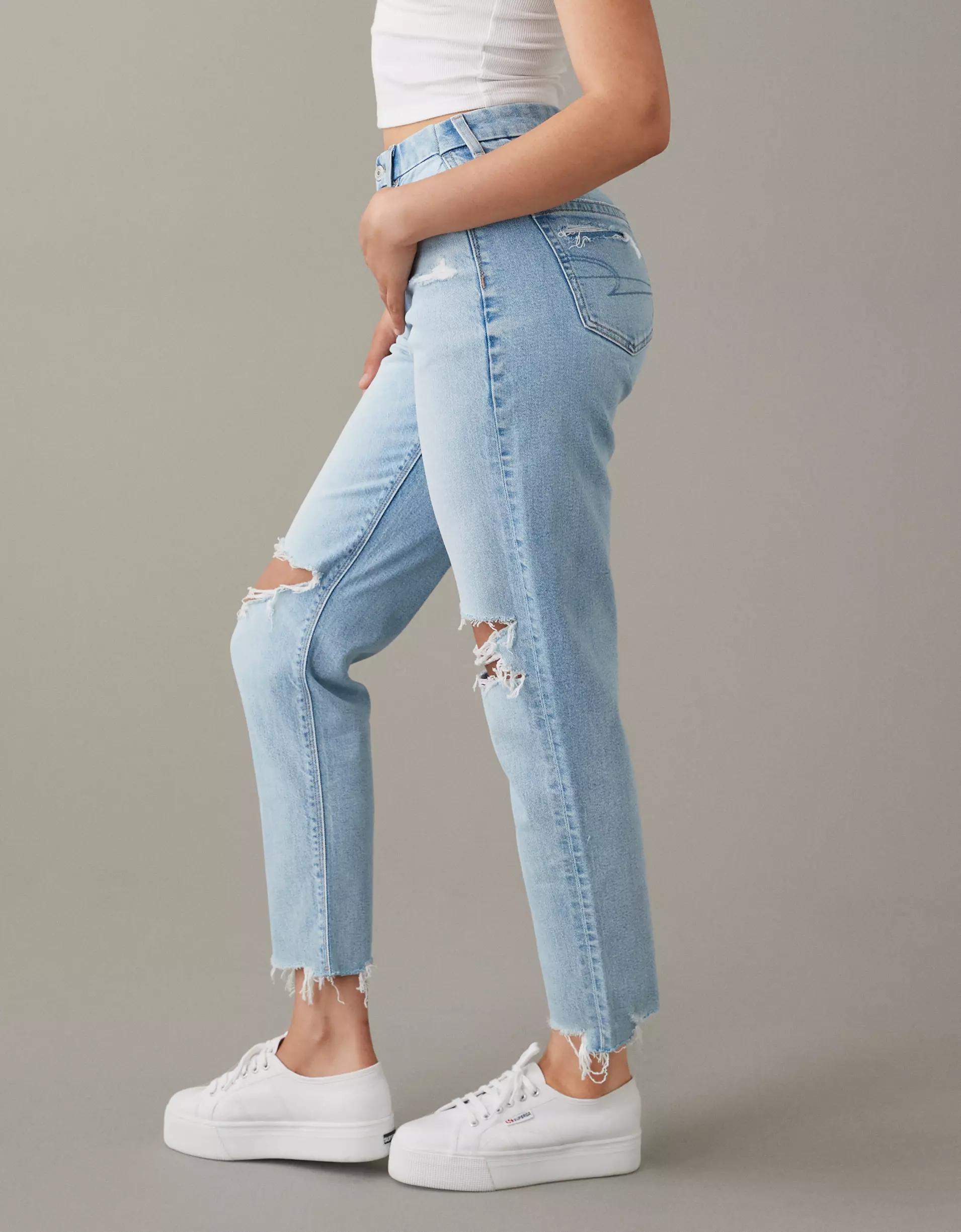AE Strigid Curvy Ripped Mom Jean Product Image