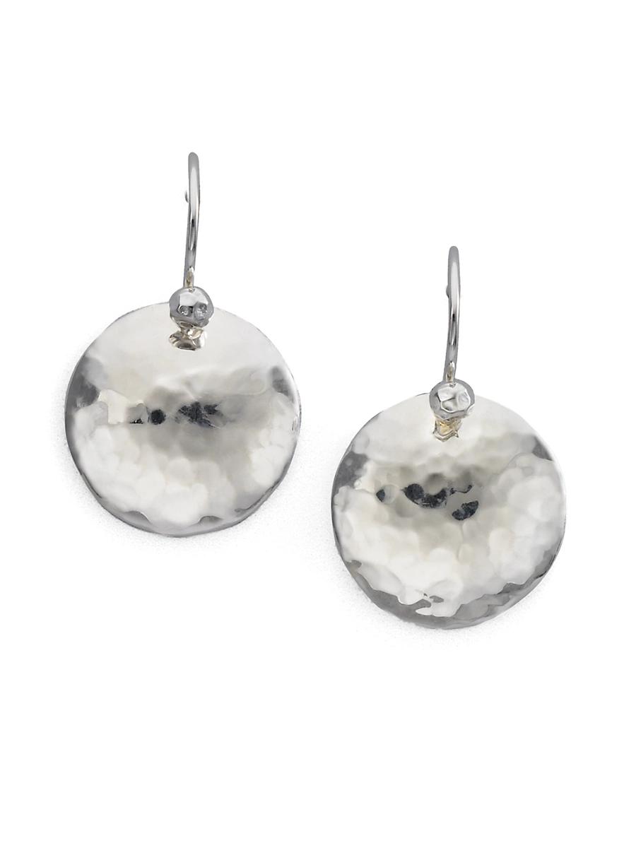 Womens Classico Sterling Silver Hammered Dome Disc Drop Earrings Product Image