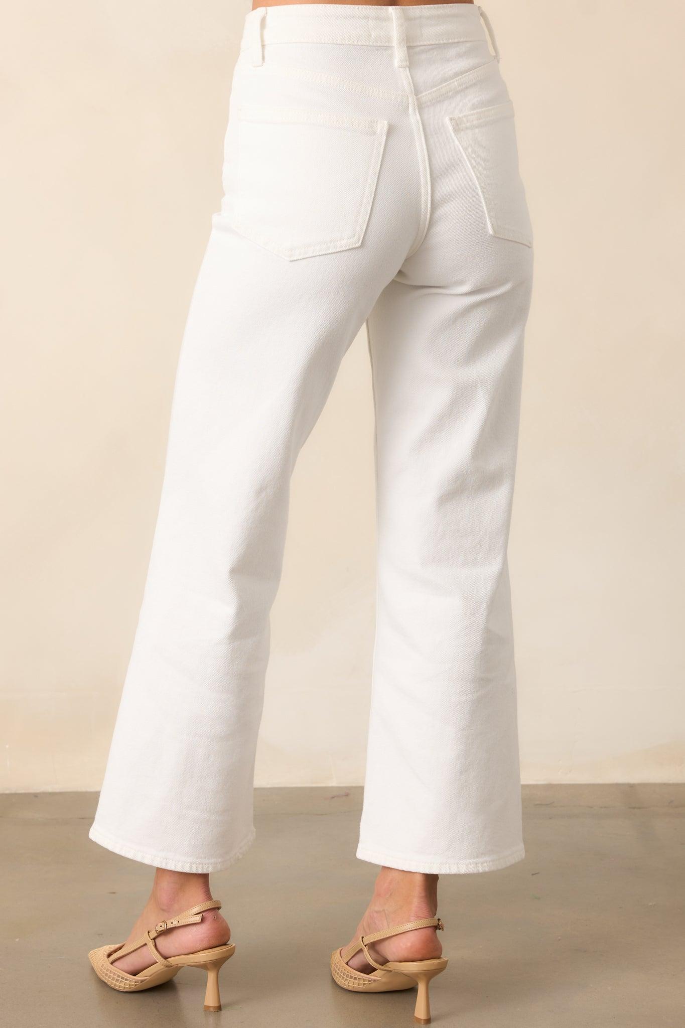 Into The Clouds White Cropped Wide Leg Jeans Product Image