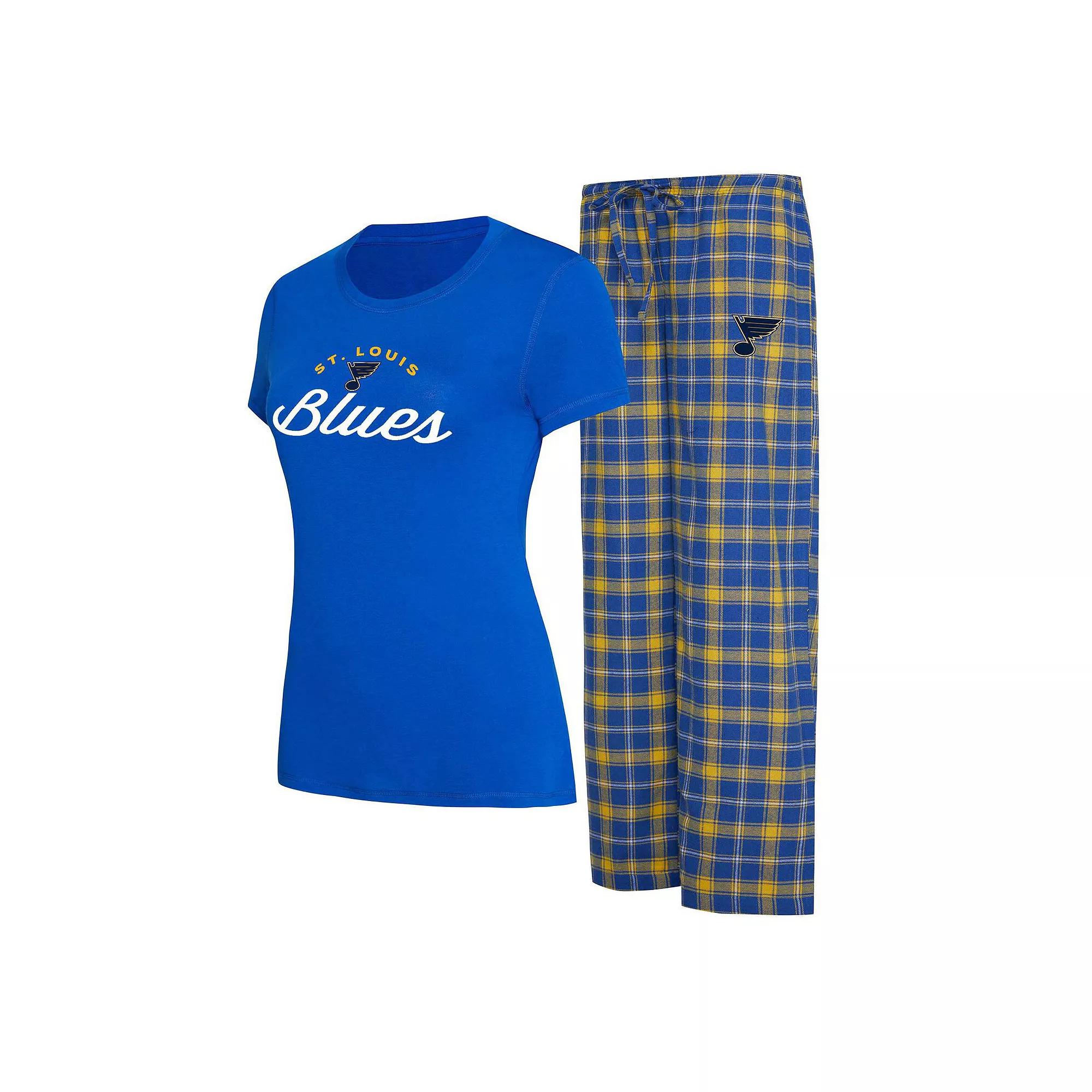 Women's Concepts Sport Blue/Gold St. Louis Blues Arctic T-Shirt & Pajama Pants Sleep Set, Size: Large Product Image