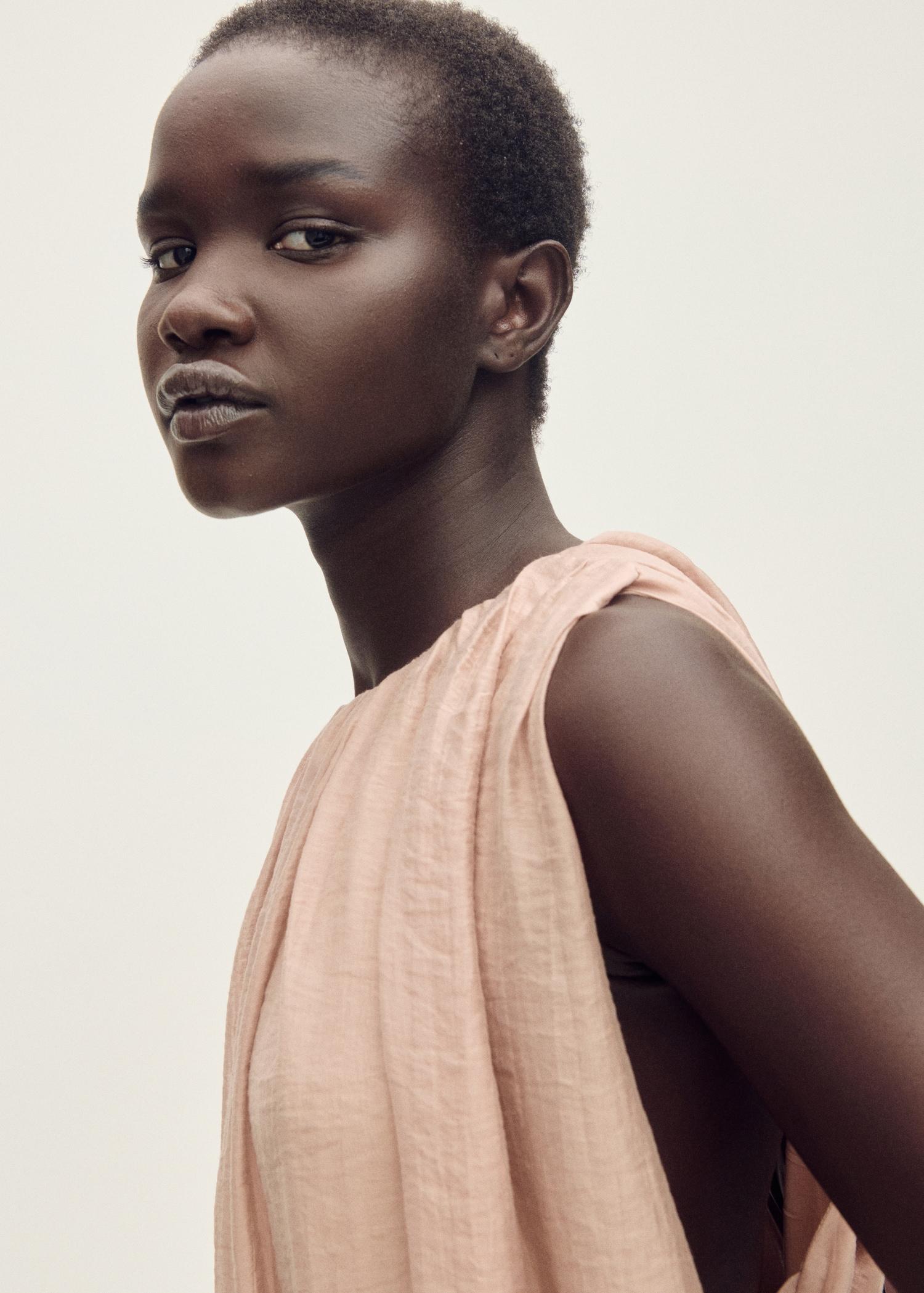 Gathered dress with puffed hem - Women | MANGO USA Product Image