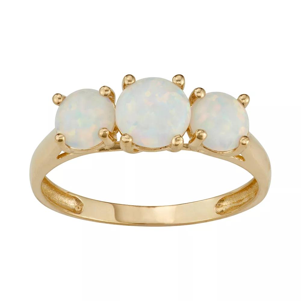 Designs by Gioelli 10k Gold 3-Stone Ring, Womens Created White Blue Product Image