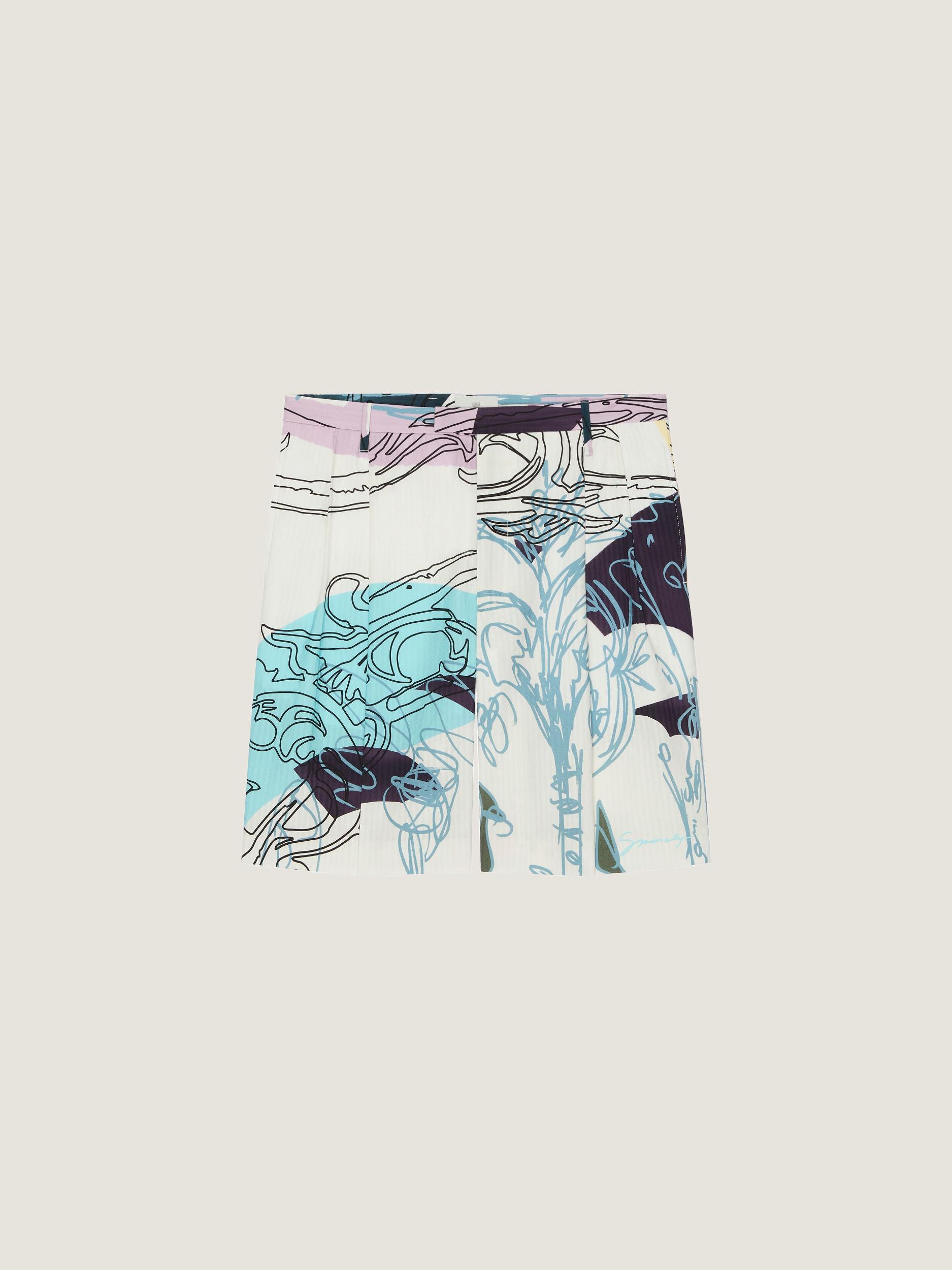 Printed bermuda shorts in seersucker cotton Product Image