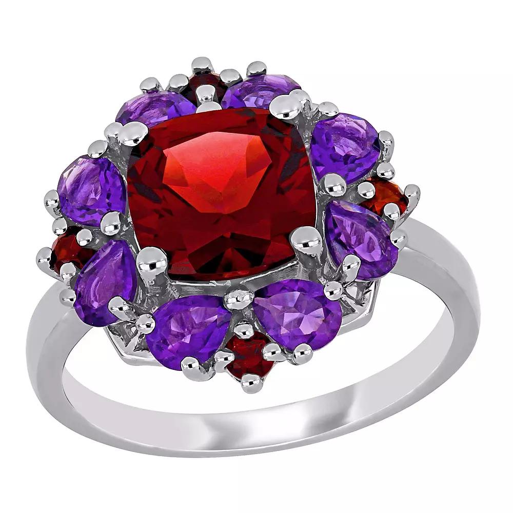 Stella Grace Sterling Silver Garnet & Amethyst Cocktail Ring, Women's, Size: 7 Product Image