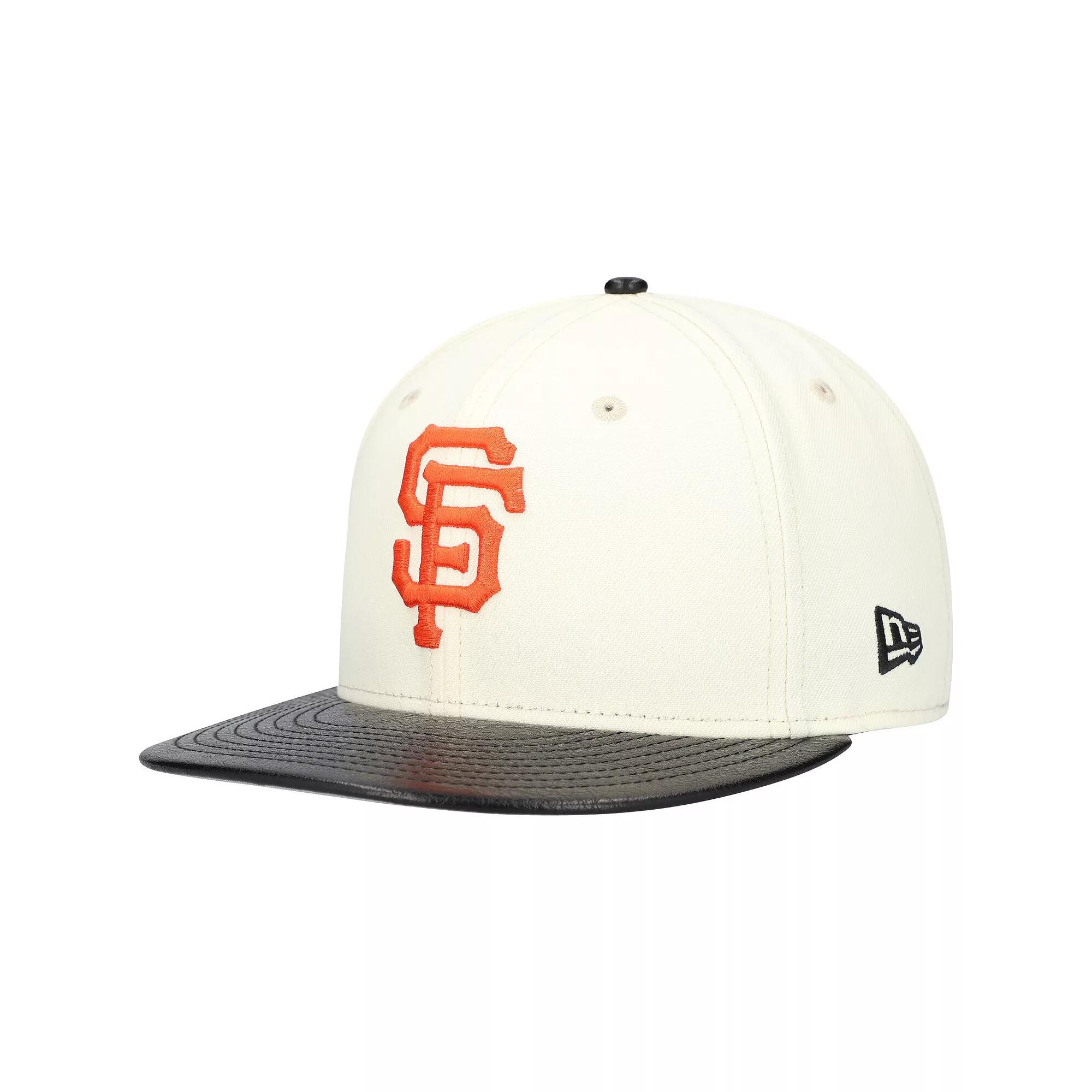 Men's New Era Cream San Francisco Giants Game Night Leather Visor 59FIFTY Fitted Hat,  Product Image