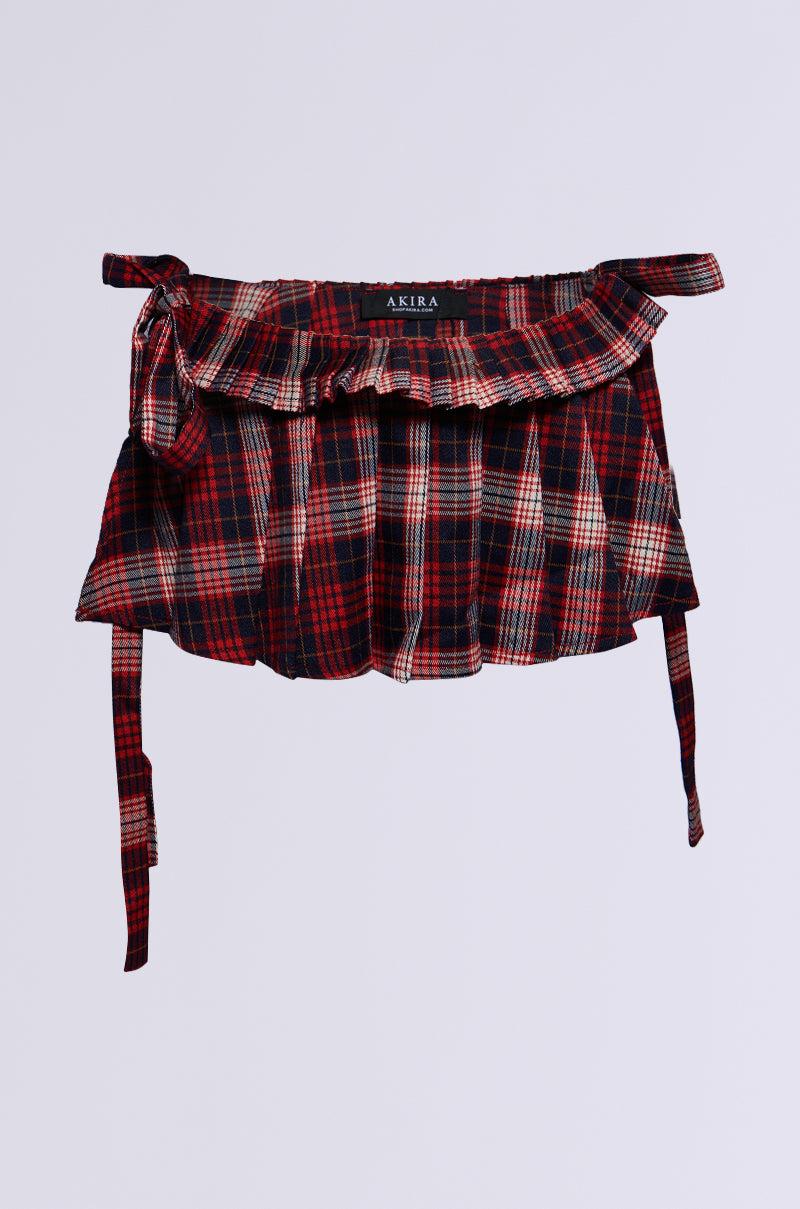WHEN IN LONDON TIE SIDE BELT SKIRT Product Image