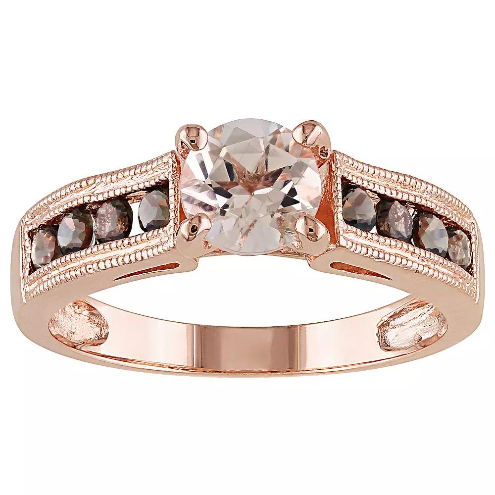 Stella Grace 18k Rose Gold Over Silver Morganite & Smoky Quartz Cocktail Ring, Women's, Rose Gold Tone Product Image