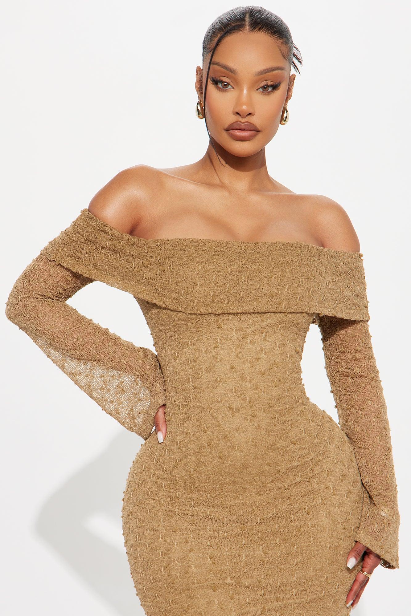 Emma Crochet Maxi Dress - Taupe Product Image