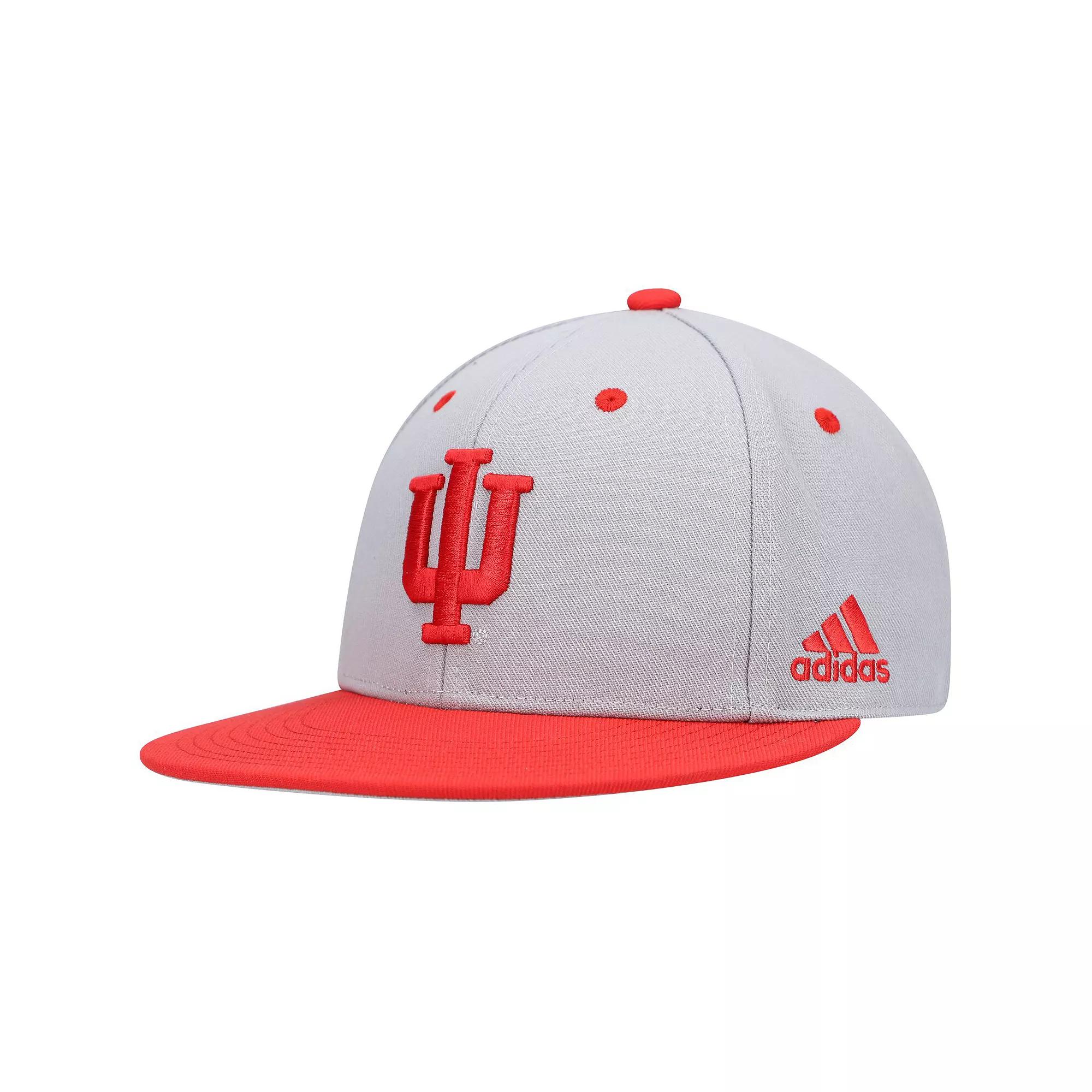 Mens adidas Gray Indiana Hoosiers On-Field Baseball Fitted Hat Product Image