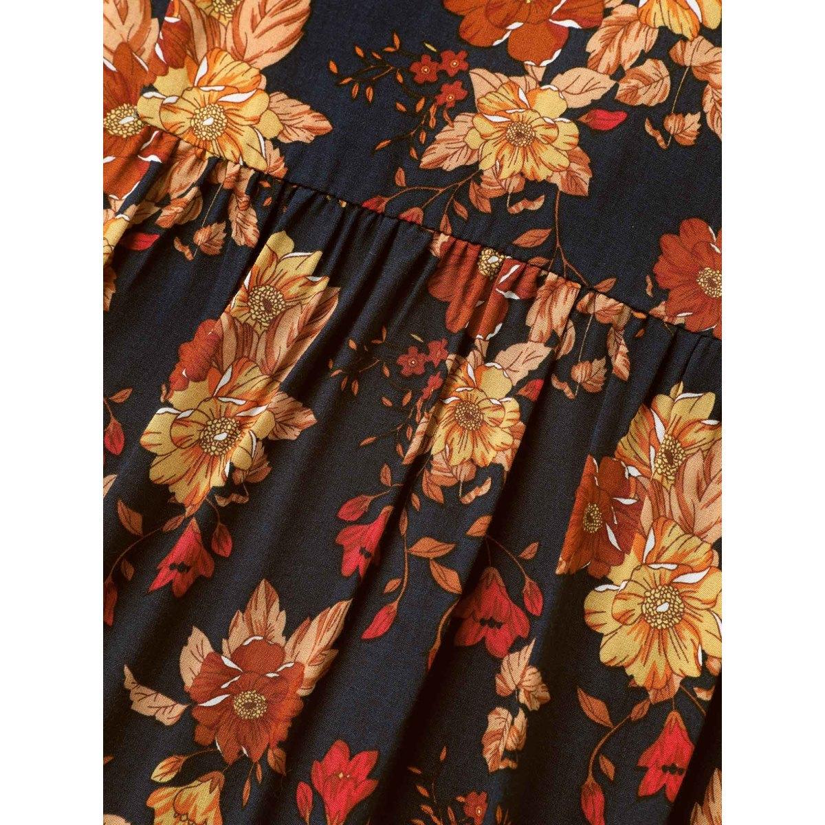 Plus Size Supersoft Essentials Floral Print Pocket V Neck Dress Black Women Resort Elastic cuffs V-neck Elbow-length sleeve Curvy Midi Dress BloomChic 18-20/2X Product Image