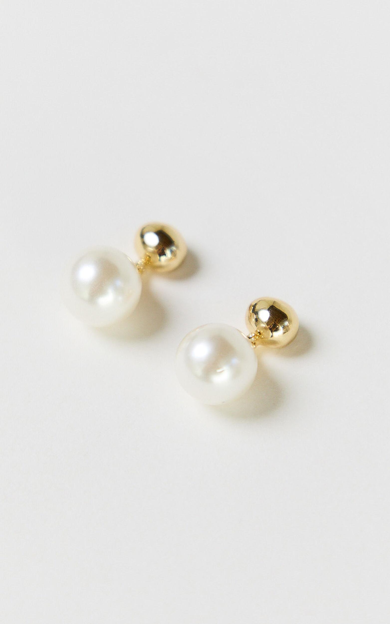 Tinsley Earrings - Drop Pearl Earrings in Gold Product Image