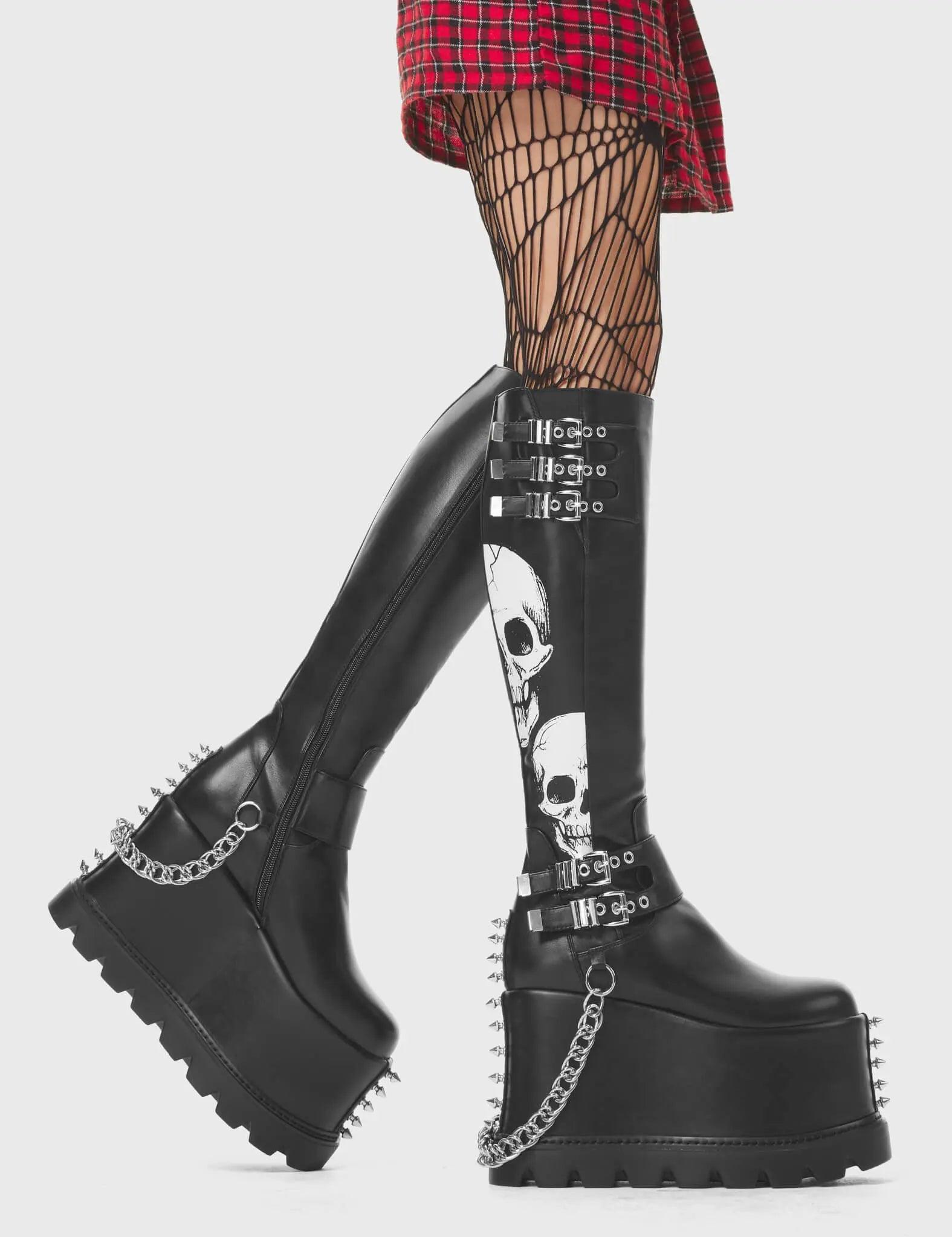 A Cut Above Chunky Platform Knee High Boots Product Image