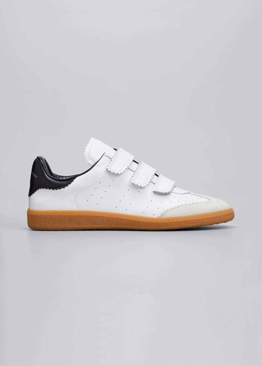 ISABEL MARANT Beth Suede-trimmed Leather Sneakers In White Product Image