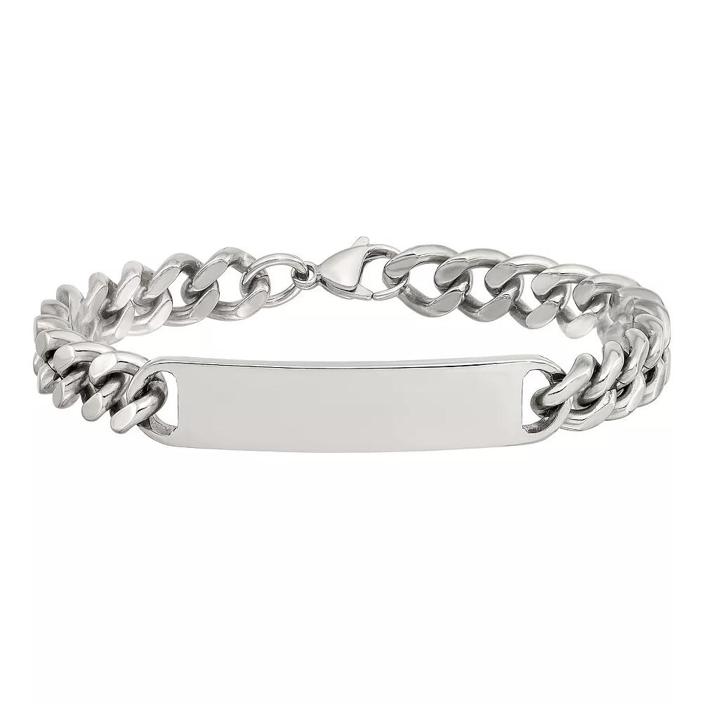 Men's Stainless Steel ID Plate Bracelet, Size: 8.5" Product Image