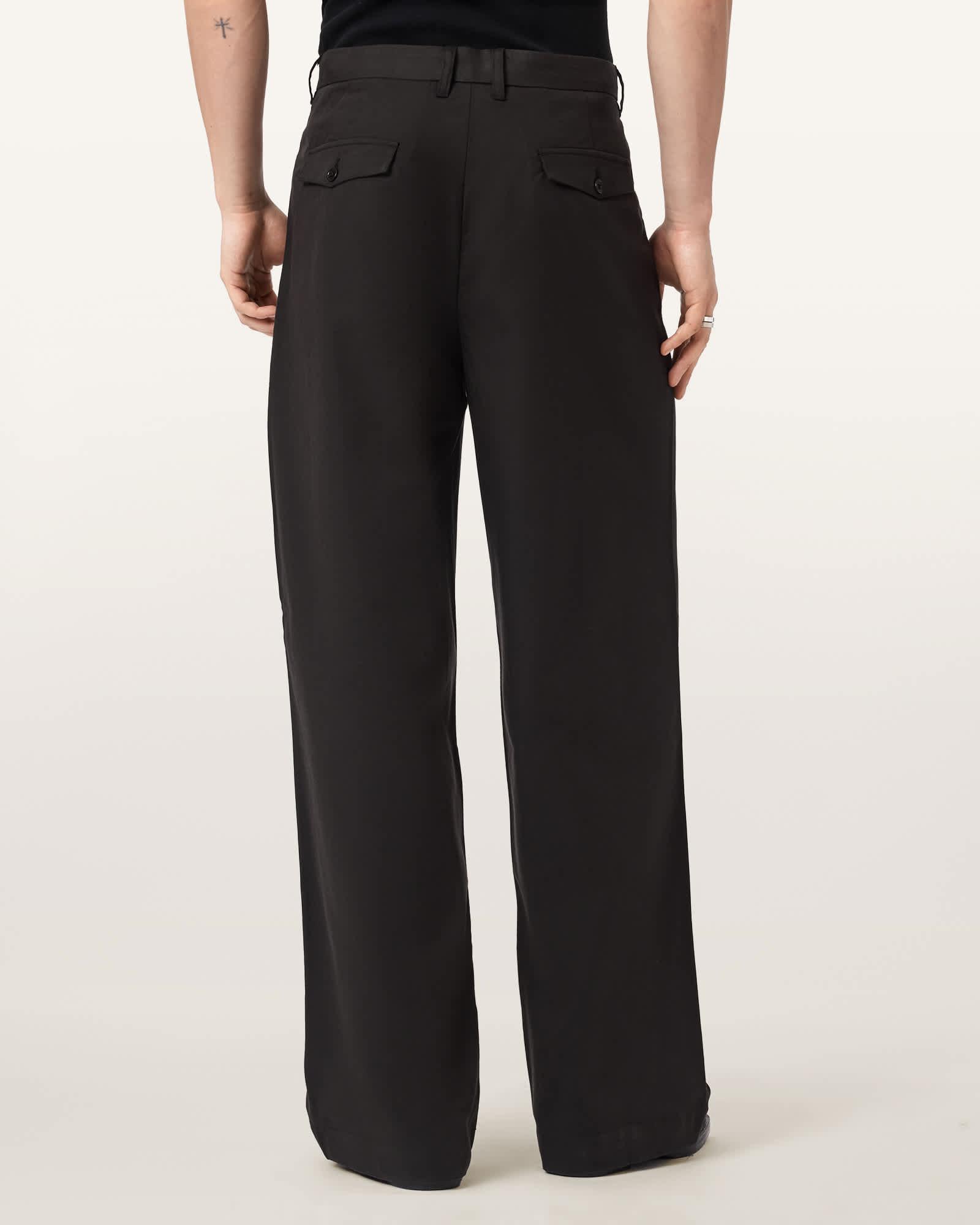 Conway Wide Leg Pleated Pants Black | ALLSAINTS US Product Image