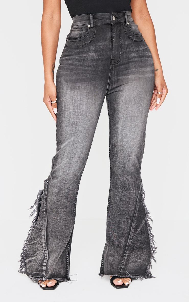 Shape Washed Grey Stretch Flare Denim Jeans Product Image