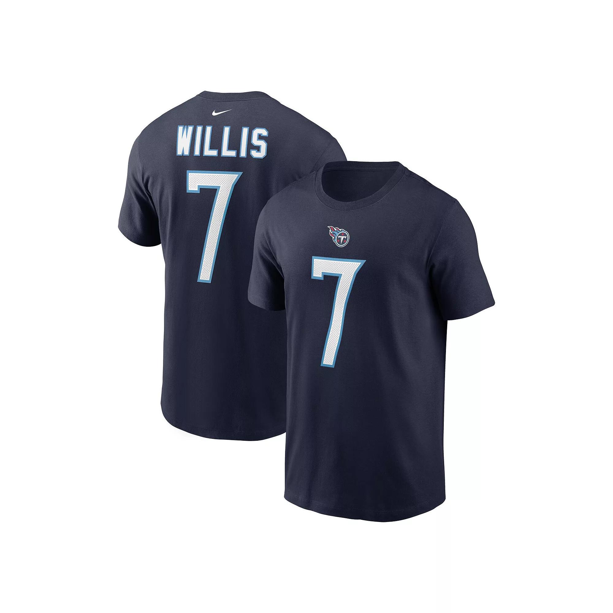 Men's Nike Malik Willis Navy Tennessee Titans Player Name & Number T-Shirt, Size: Medium, Blue Product Image