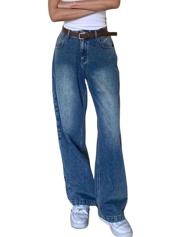 Basic American Style Loose Retro Straight Boyfriend Jeans Product Image