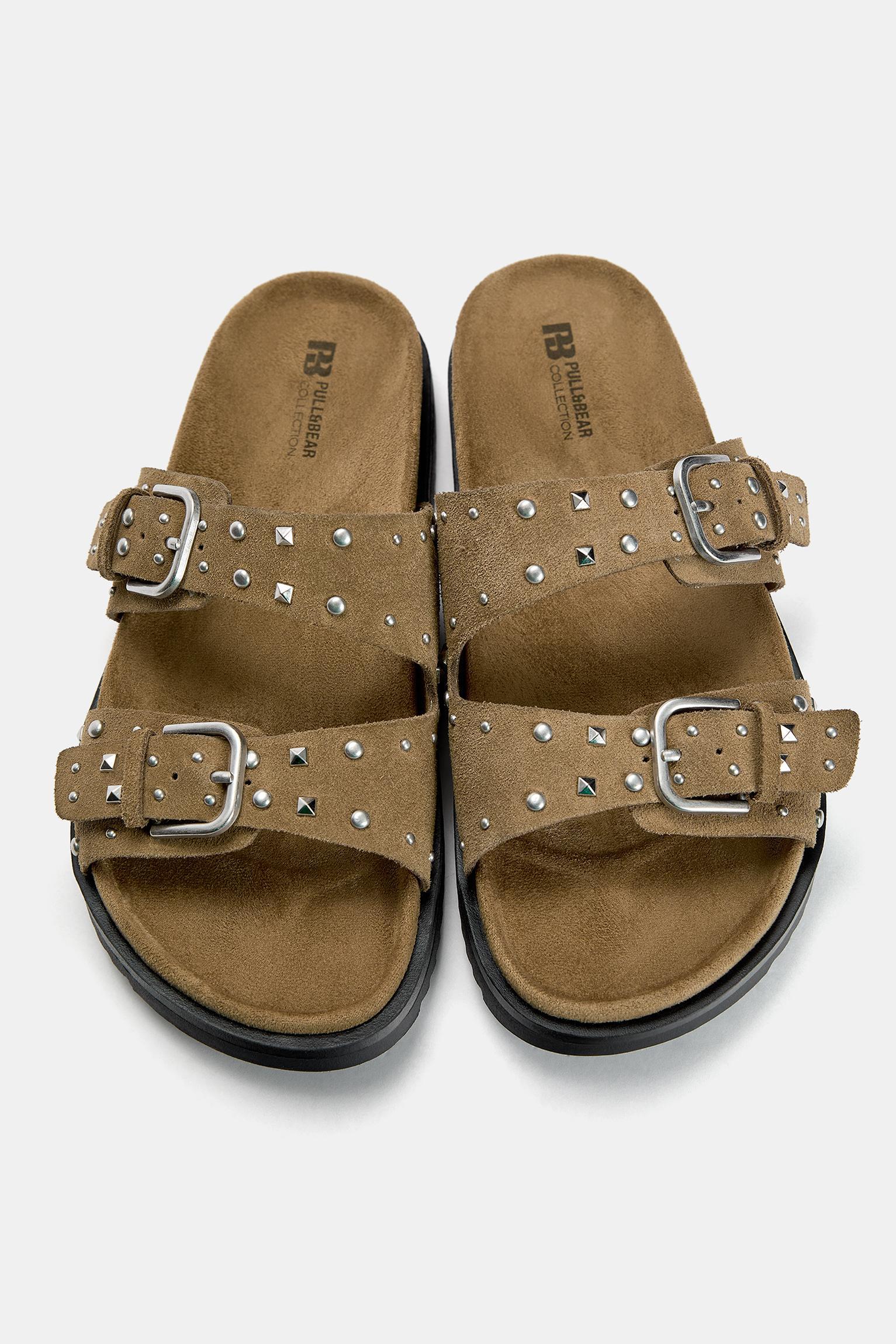 Studded leather sandals with buckles Product Image