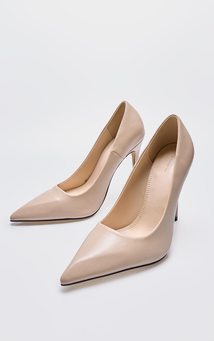 Taupe PU High Stiletto Court Heels Product Image