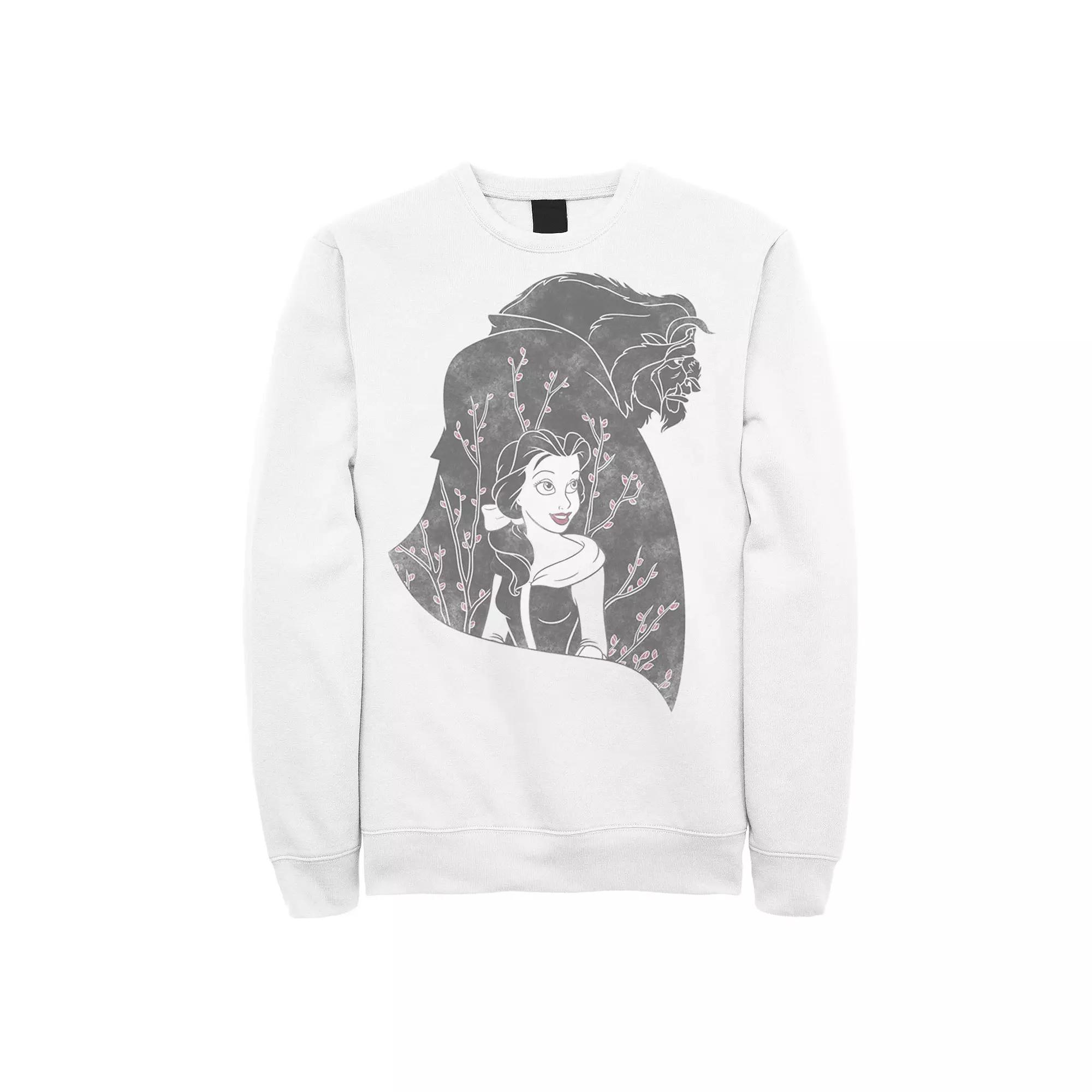 Disney's Beauty & The Beast Silhouette Grayscale & Blossoms Men's Sweatshirt,  Product Image
