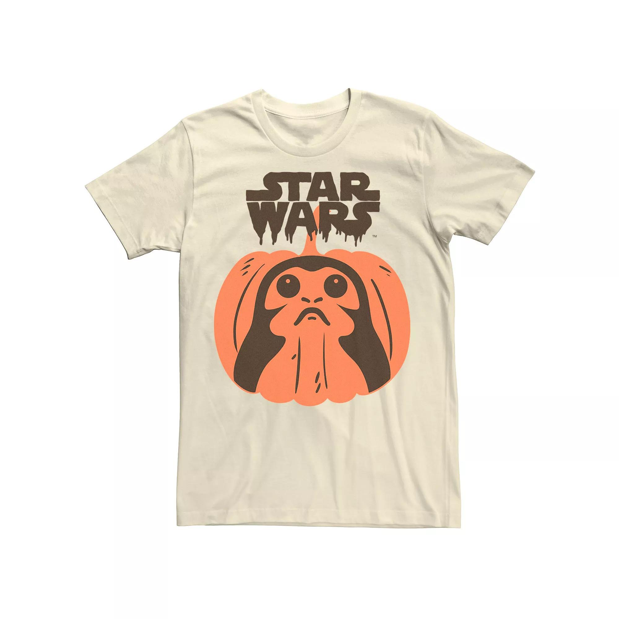 Mens Star Wars Porg Pumpkin Halloween Tee Product Image