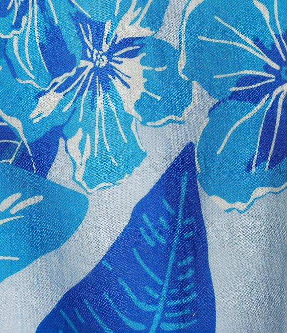 J.Marie Andie Floral Print Split Round Neck Short Puff Sleeve Belted Dress Product Image