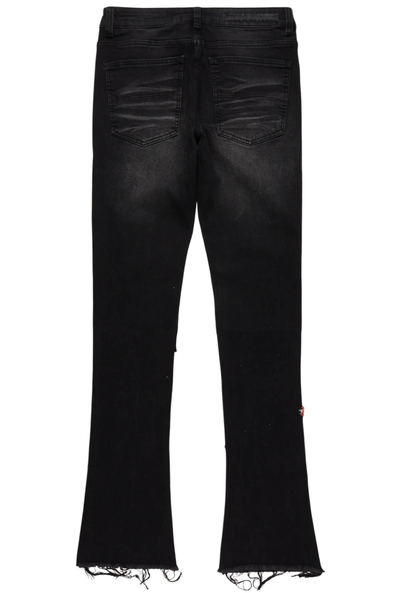 Valko Black/Orange Roller Paint Stacked Flare Jean Male Product Image