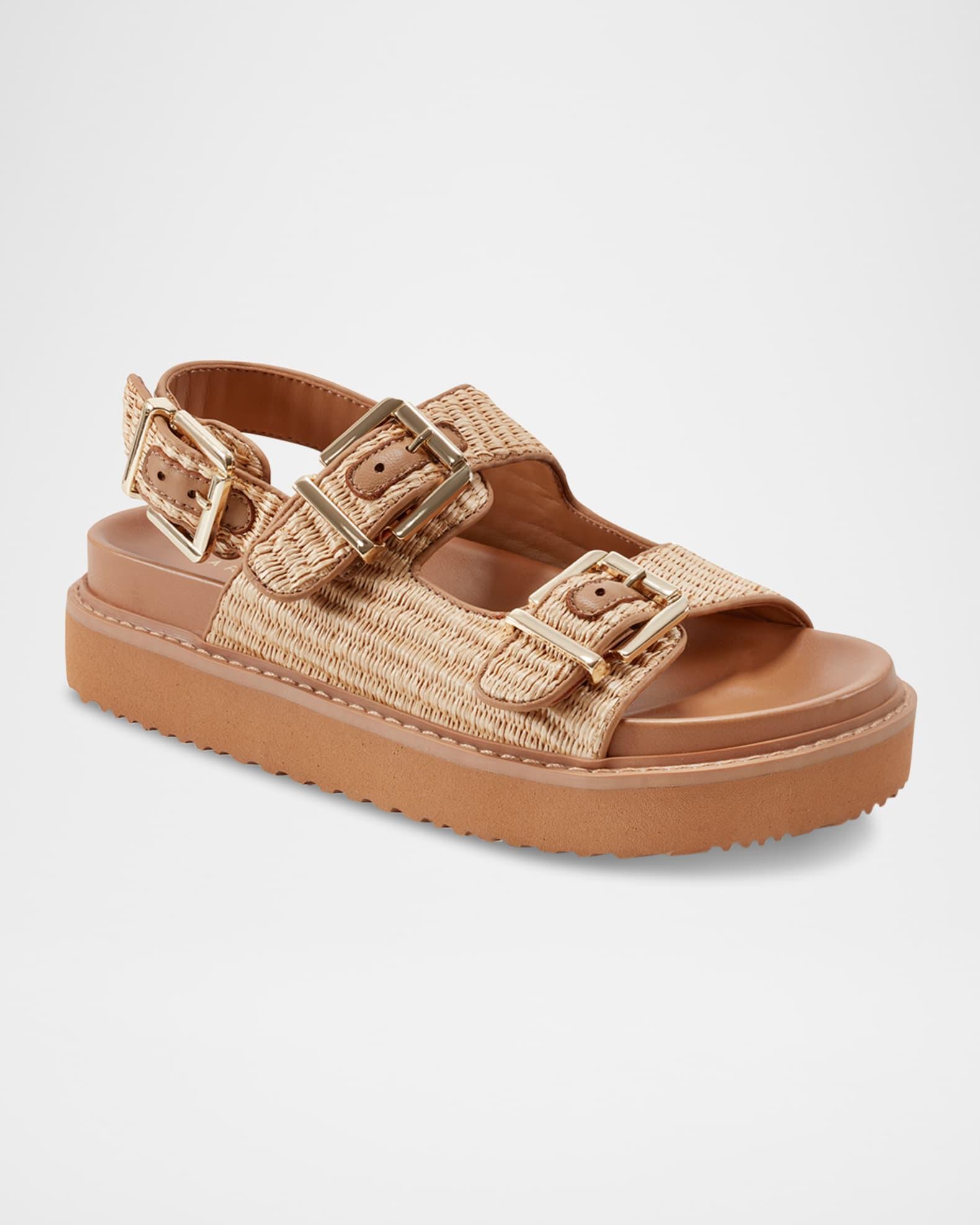 Agenda Woven Dual-Buckle Slingback Sandals Product Image