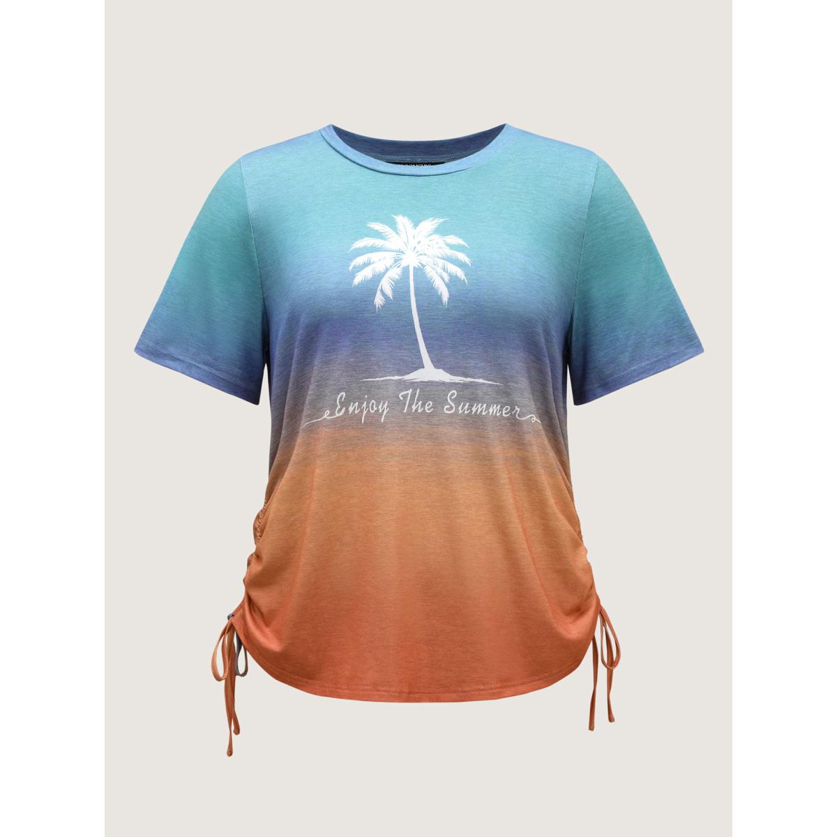Plus Size Ombre Vacation Ready T-Shirt Multicolor Women Leisure Round Neck Casual T-shirts BloomChic 22-24/3X Product Image