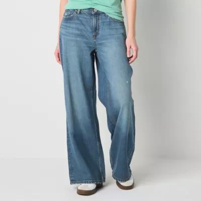 Arizona Juniors Airy Drape Ripped Womens Low Rise Baggy Fit Loose Fit Jean Product Image