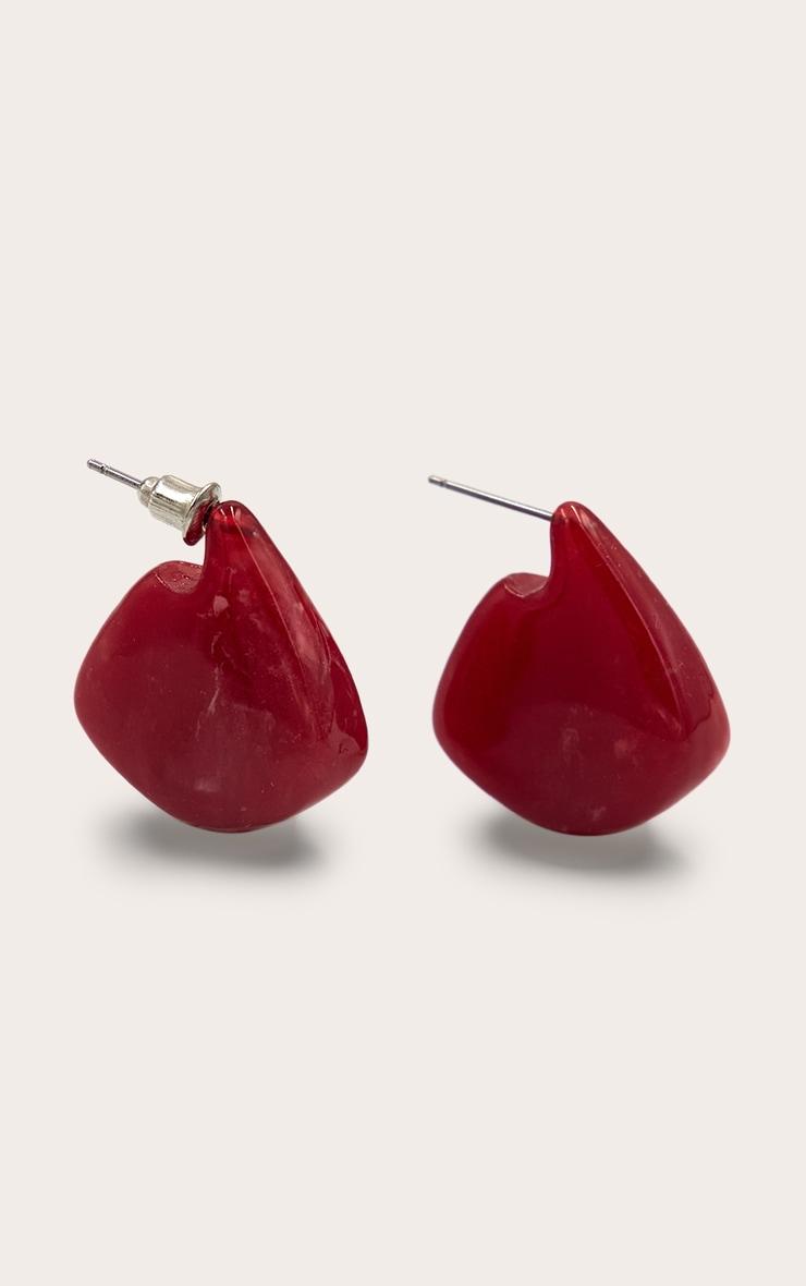 Bright Red Asymmetrical Pendant Earrings Product Image