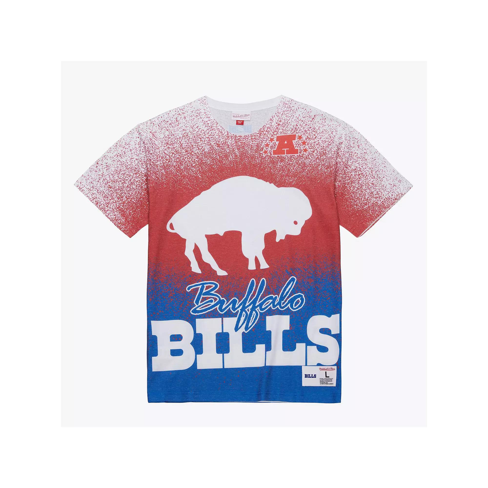 Men's Mitchell & Ness White Buffalo Bills Team Burst Vintage Logo T-Shirt,  Product Image
